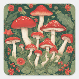 Mushroom-Cocktcore Quadratischer Aufkleber