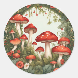 Mushroom-Cocktcore Runder Aufkleber
