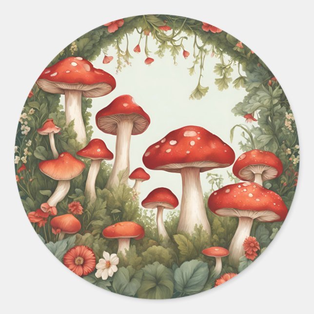 Mushroom-Cocktcore Runder Aufkleber (Vorderseite)