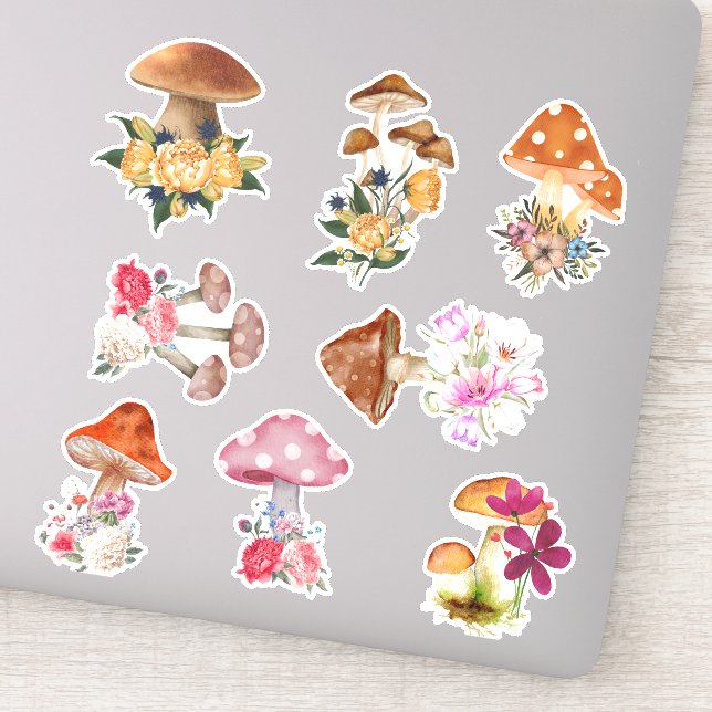 Mushroom Custom-Cut Vinyl Sticker (Detail)