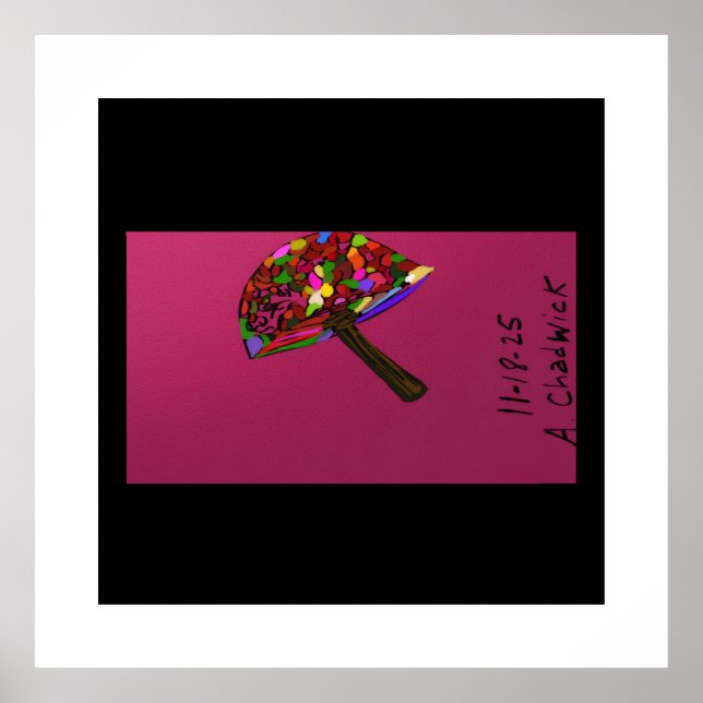 Mushroom Face Character Art Poster (Vorne)