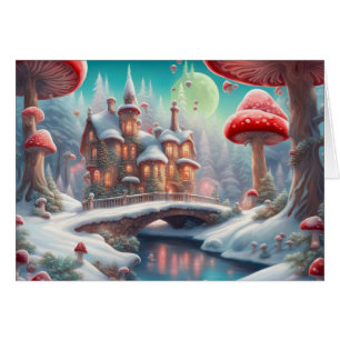 Mushroom Fairy Hütte Grußkarte