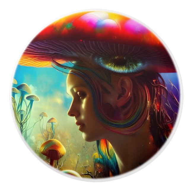 Mushroom Fantasies AI Generated Art Keramikknauf (Vorderseite)