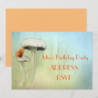 Mushroom Fee Aquarellmädchen Geburtstagsparty Einladung
