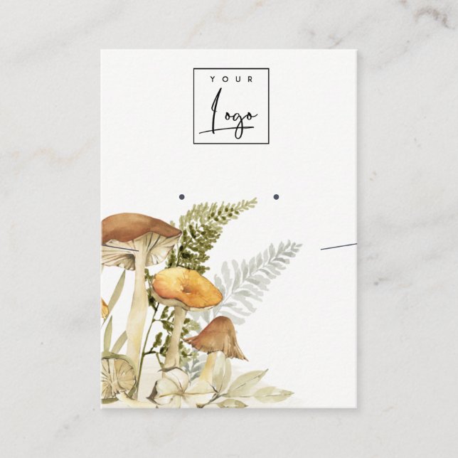 Mushroom Fern Foliage-Logo mit Nekklace Visitenkarte (Vorderseite)