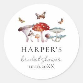 Mushroom Forest Brautparty Bevorzugung Runder Aufkleber