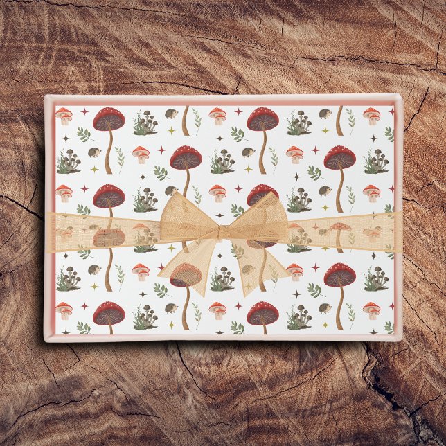 Mushroom Forest Fairy Igel Muster Kernstück Geschenkpapier (Von Creator hochgeladen)