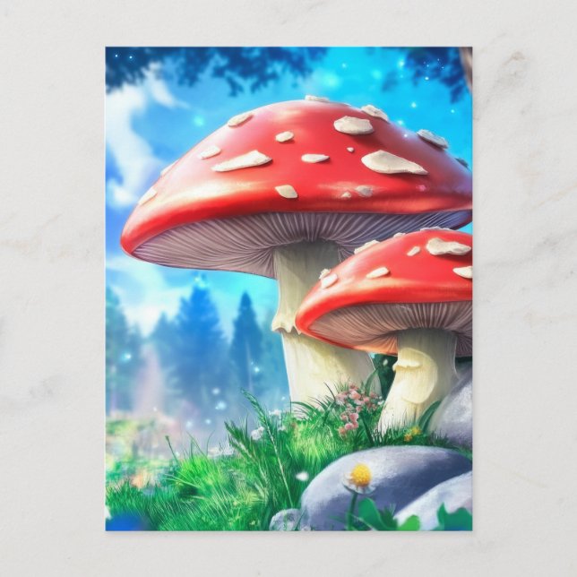 Mushroom Forest Fantasy Art Postkarte (Vorderseite)