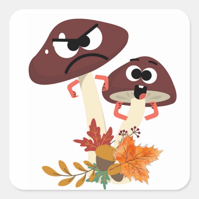 MUSHROOM FRIENDS QUADRATISCHER AUFKLEBER (Vorderseite)