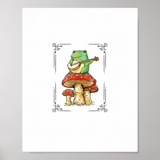 Mushroom Frog Goblincore Mycology Artistic Design Poster (Vorne)