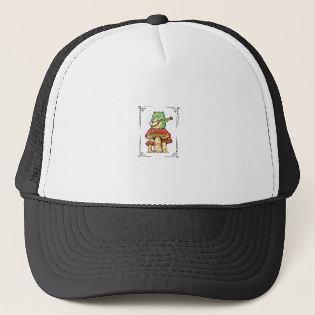 Mushroom Frog Goblincore Mycology Artistic Design Truckerkappe (Vorderseite)