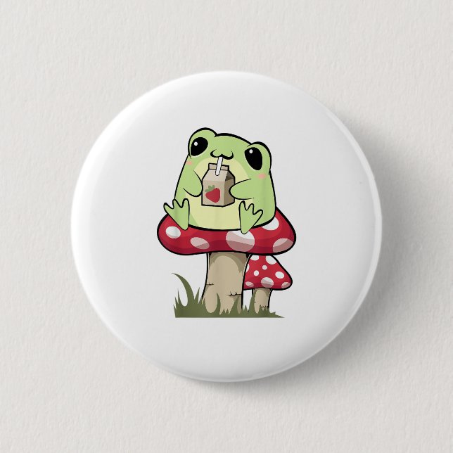 Mushroom Frog Goblincore Mycology Creative Style Button (Vorderseite)