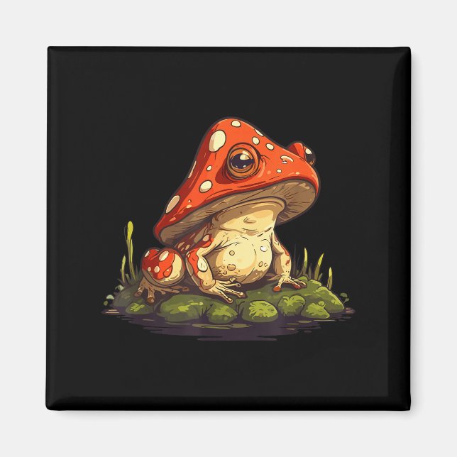 Mushroom Frog Toadstool Nature Aesthetic Cottageco Magnet (Vorne)