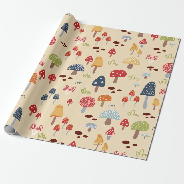 Mushroom Fungi Unisex Woodland Kathrin Legg Geschenkpapier (Ungerollt)