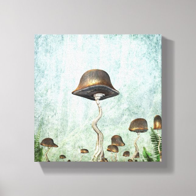 Mushroom Garden Moon Grunge Leinwanddruck (Vorderseite)