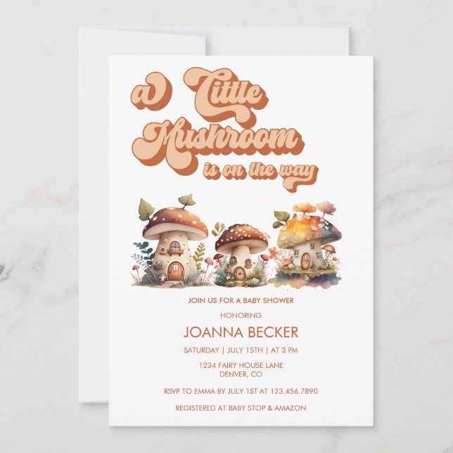 Mushroom | Gender Neutral Baby Shower Einladungen (Vorderseite)