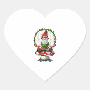 Mushroom Gnome Yoga Herz-Aufkleber