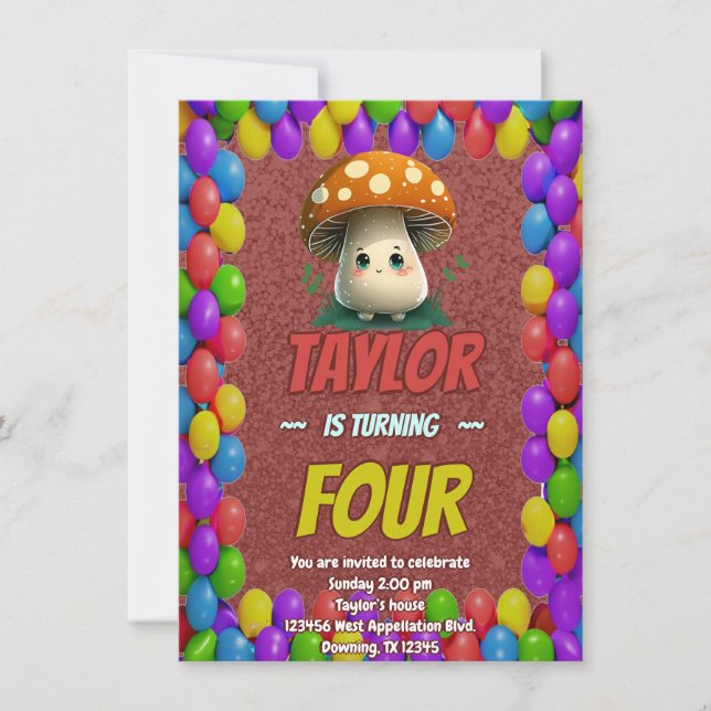 Mushroom Guardian Personalisiert Birthday Einladun Einladung (Vorderseite)