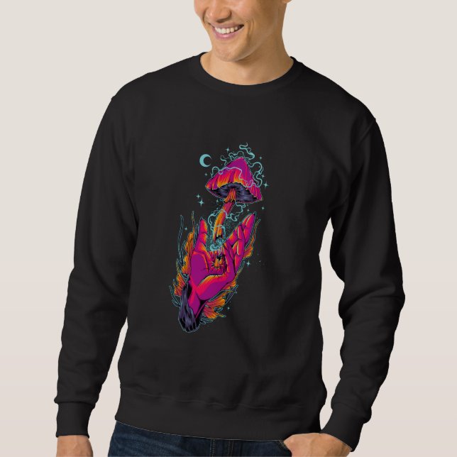 Mushroom Hand with Mushroom Foraging EDM Mushroom Sweatshirt (Vorderseite)