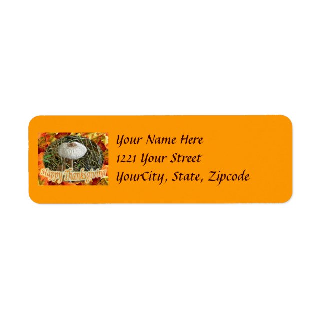 Mushroom Happy Thanksgiving Address Label (Vorne)