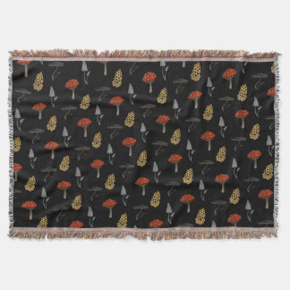 Mushroom Harvest Throw Blanket - Schwarz Decke