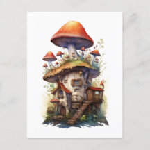 Mushroom-Haus mit vielen Stockwerken, rot und weiß