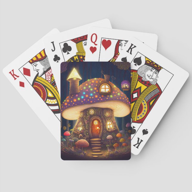 Mushroom House Fantasy Art Spielkarten (Rückseite)