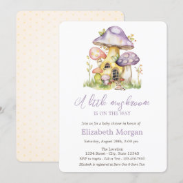 Mushroom Houses Polka Dots Baby Dusche Einladung