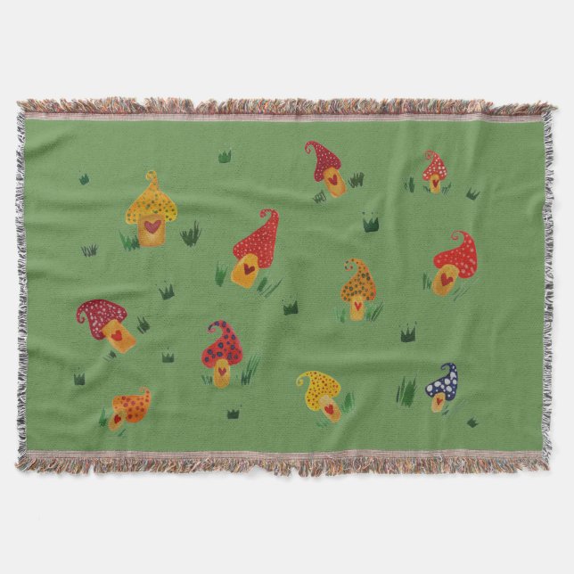 Mushroom houses Throw Blanket Decke (Vorderseite)