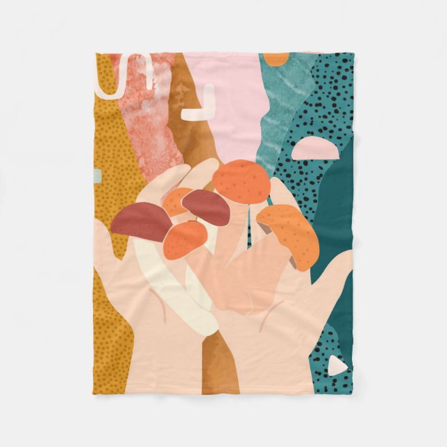 Mushroom Hunter I sammelt Pilze Fleecedecke (Vorderseite)