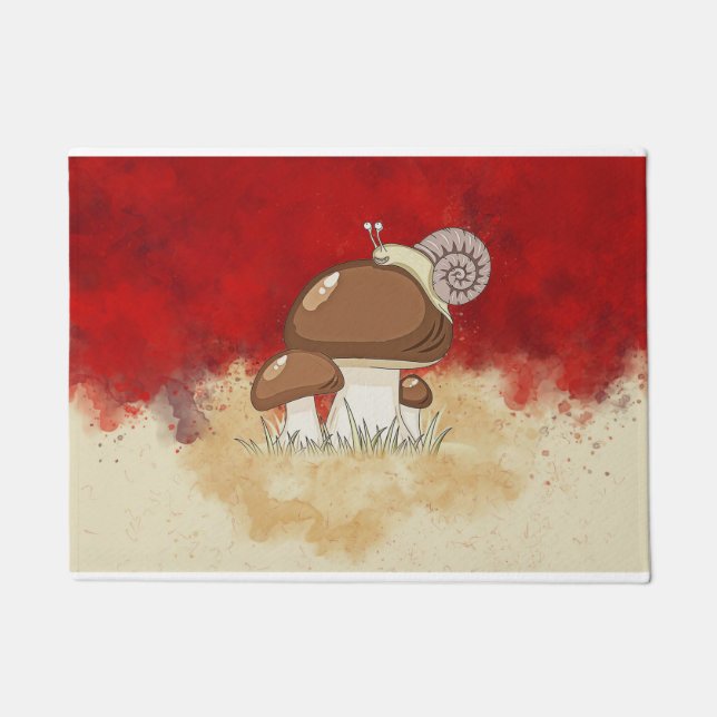 Mushroom Hunter Pilze Aquarell Fußmatte (Vorderseite)