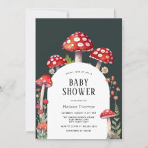Mushroom Hütte Woodland Kinderdusche Einladung