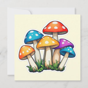 Mushroom Illustration Square Postkarte