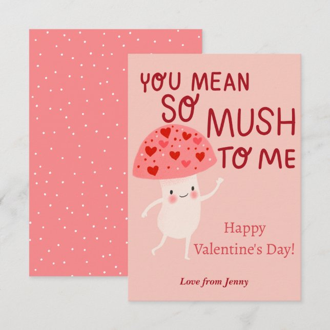 Mushroom-Klassenzimmer Valentine Note Card Einladung (Vorne/Hinten)