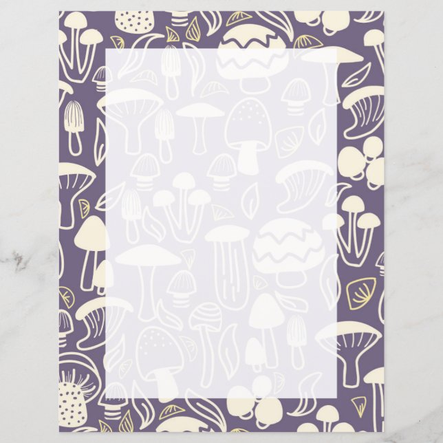 Mushroom Lila Gray Stationery Paper (Vorderseite)