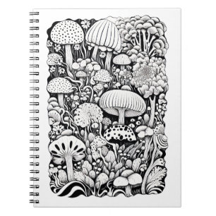 Mushroom-Linie zeichnend Klein Notizblock
