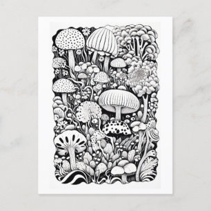 Mushroom-Linie zeichnend Klein Postkarte