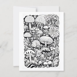 Mushroom-Linie zeichnend Postkarte