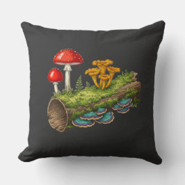  Mushroom Log Fantasy Fungi Illustration Kissen