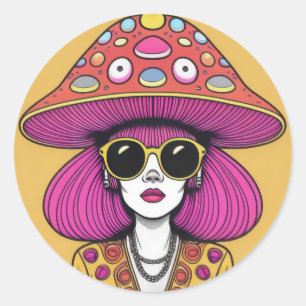 Mushroom Madam Runder Aufkleber