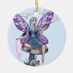 Mushroom Magic Fairy Keramik Ornament