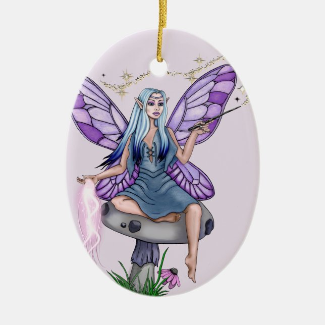 Mushroom Magic Fairy Keramikornament (Vorne)