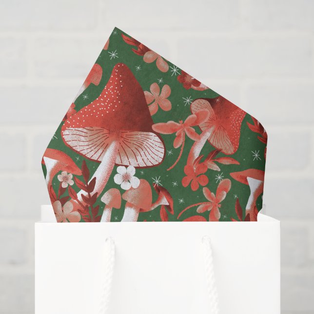 Mushroom Magic rot und grün Seidenpapier (Geschenktüte)