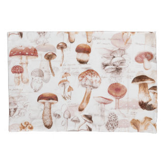 Mushroom Medley: Aquarellfarbenes, nahtloses Muste Kissenbezug