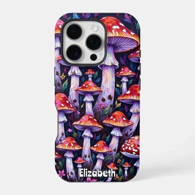 Mushroom Medley Pattern iPhone 16 Pro Hülle (Rückseite)