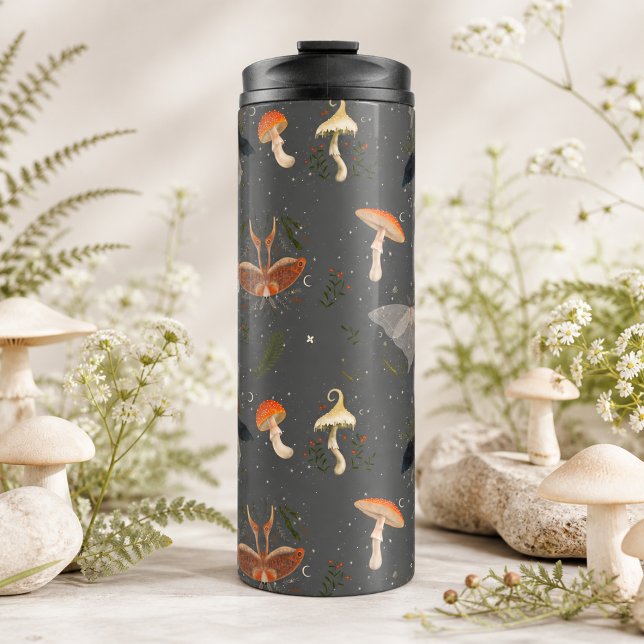 Mushroom Moth Butterfly Pattern Thermosbecher (Von Creator hochgeladen)