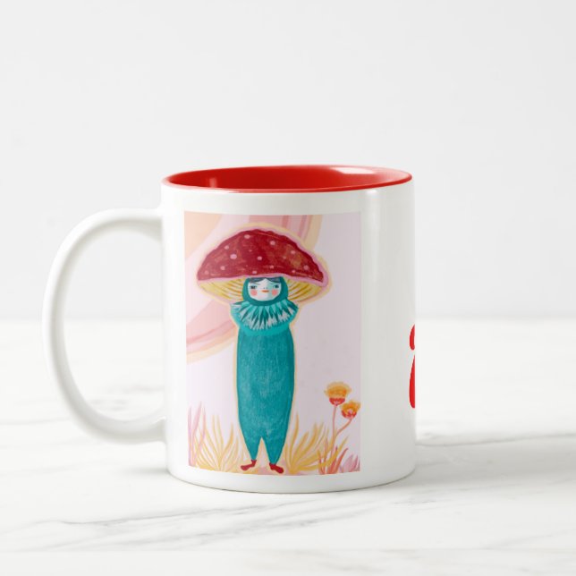 MUSHROOM MUG HANDPAINTED ZWEIFARBIGE TASSE (Links)