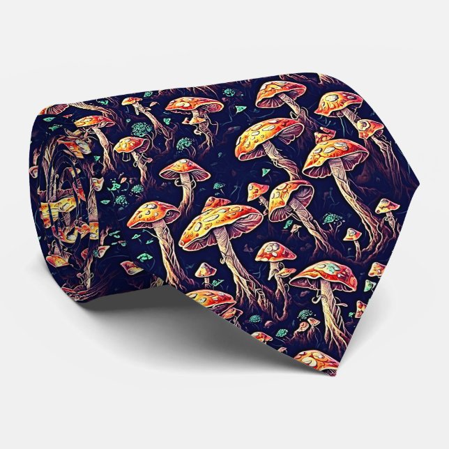 Mushroom-Muster Krawatte (Gerollt)