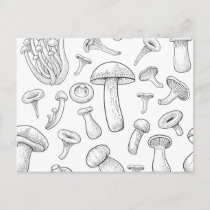 Mushroom-Muster Postkarte