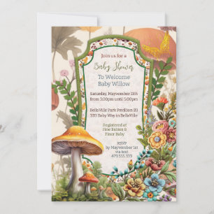 Mushroom Nature Fête Douche Invitation